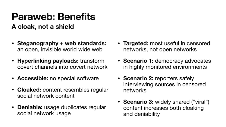 Fifth Paraweb slide - salespersonship! The benefits of Paraweb